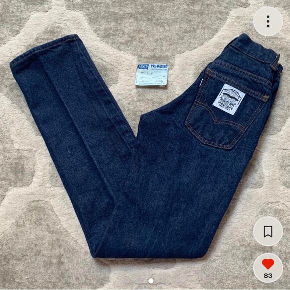 Levis jeans vintage denim deadstock Blue Dark Wash Straight Leg Pants NWOT XXXS - Picture 4 of 4